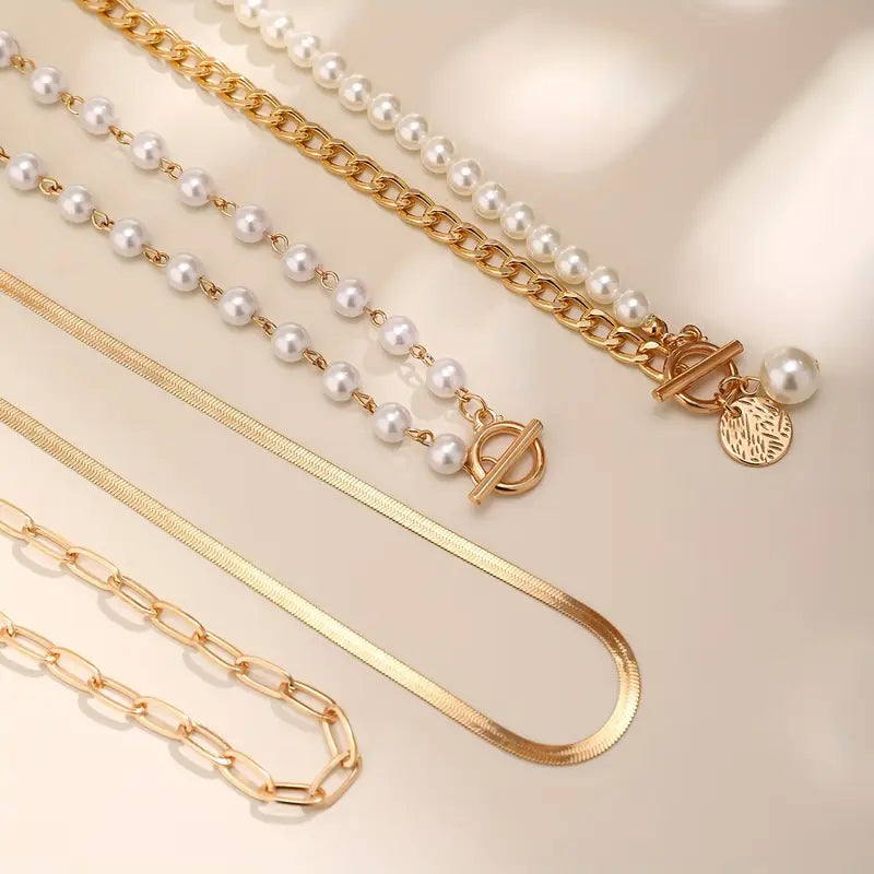 Ensemble de Colliers Superposés avec Perles Modernes