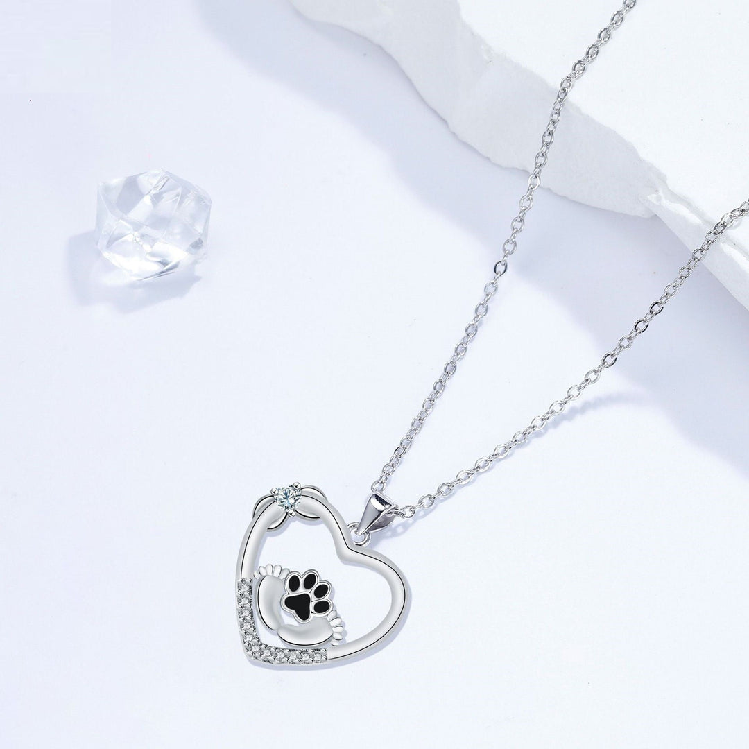 Collier avec empreinte de patte de chien Little Feet et zirconia