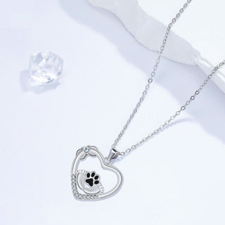 Collier avec empreinte de patte de chien Little Feet et zirconia