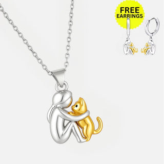 Collier Pendentif Chat avec Boucles d'Oreilles Bonus – Offre Limitée