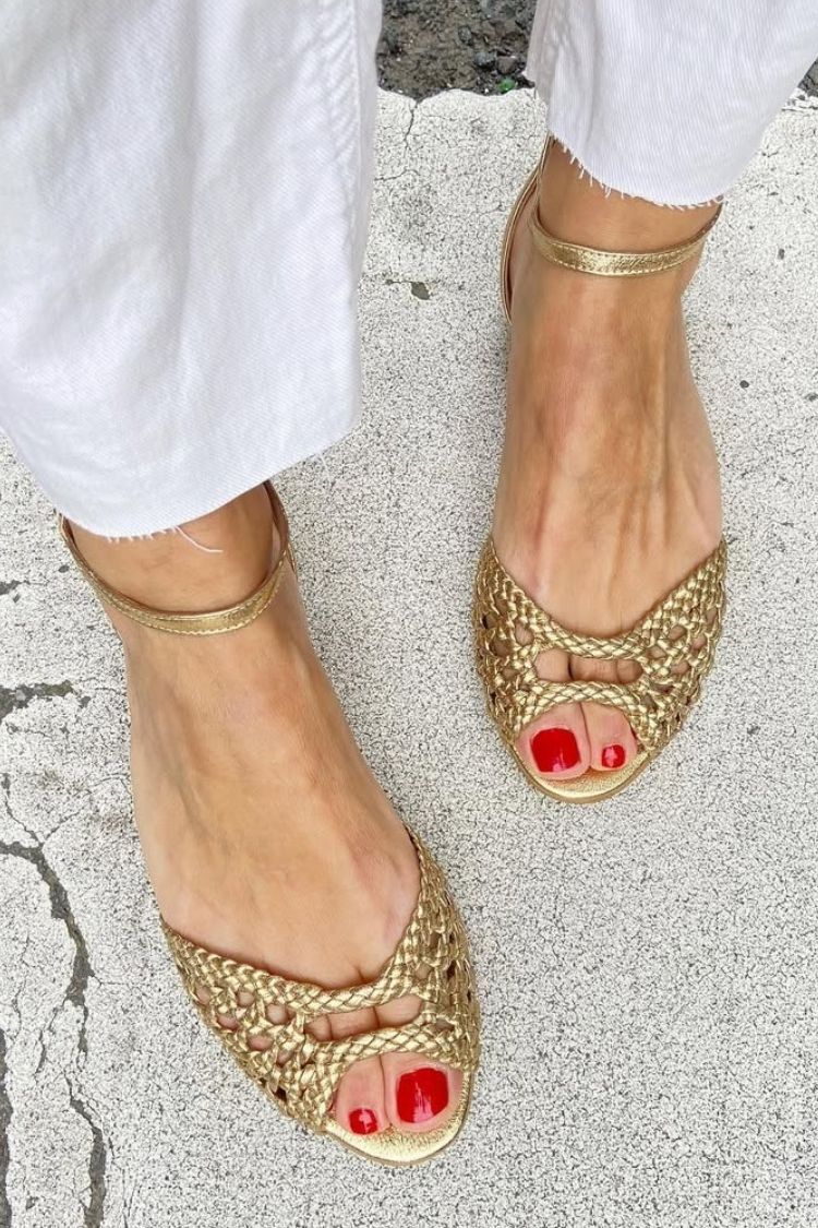Isadora™ | Sandales Tressées Dorées