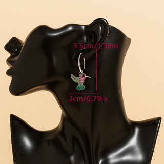 Boucles d'oreilles étincelantes en colibri coloré