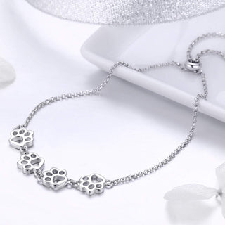 Bracelet en Argent Sterling avec Empreinte de Patte – Ajustement Ajustable