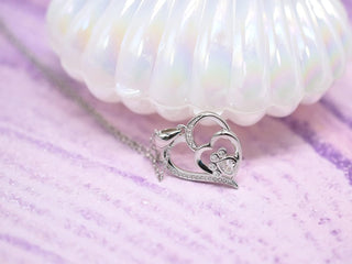 Collier en Argent Sterling avec Patte et Cœur en Zirconia