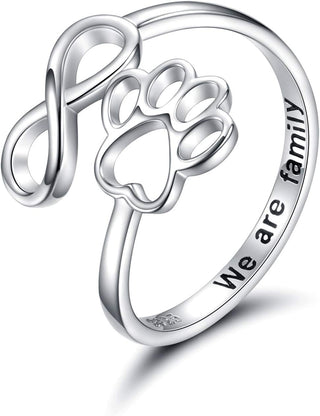 Bague Artisanale Patte & Cœur – Argent Sterling 925 Ajustable