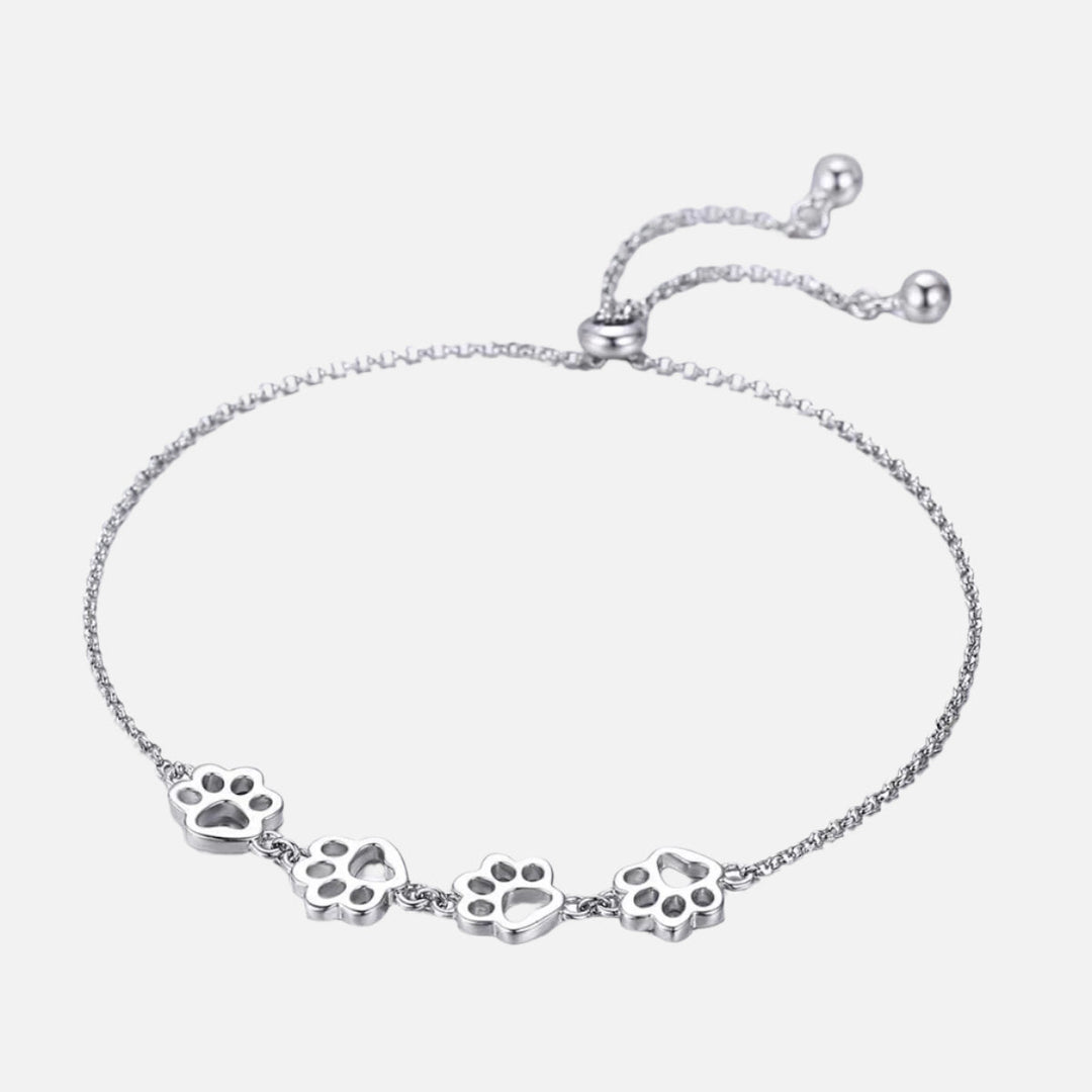 Bracelet en Argent Sterling avec Empreinte de Patte – Ajustement Ajustable