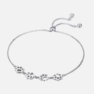 Bracelet en Argent Sterling avec Empreinte de Patte – Ajustement Ajustable