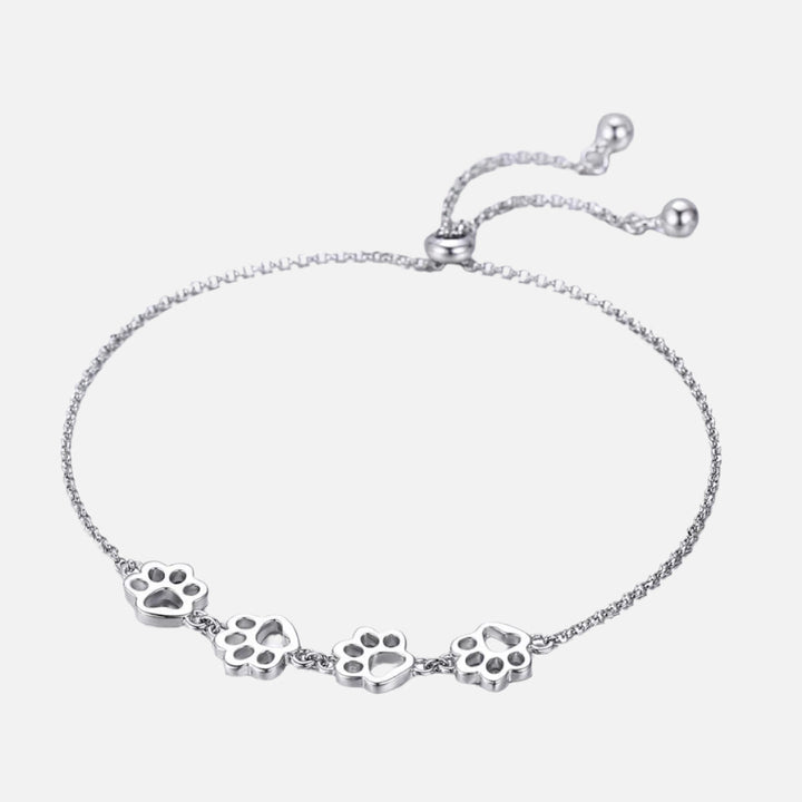 Bracelet en Argent Sterling avec Empreinte de Patte – Ajustement Ajustable