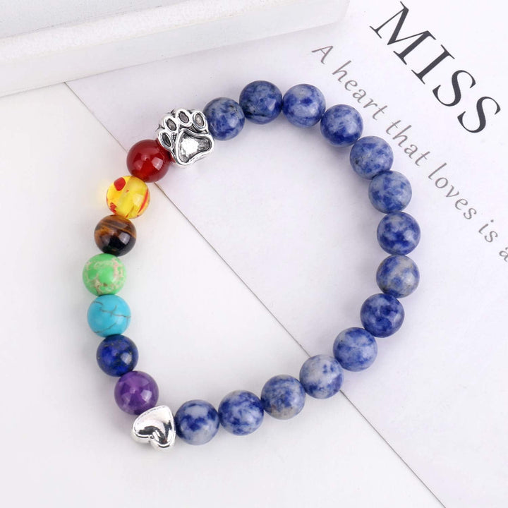 Bracelet Mémorial Pont de l'Arc-en-Ciel – Cadeau de 7 Perles de Chakra pour la Perte d'un Animal