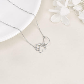 Collier en Argent Sterling avec Pattes – Pendentif en Cristal en Forme de Cœur