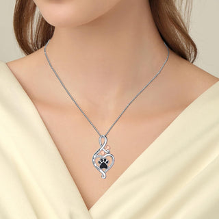 Collier Patte Chanceuse avec Cœur, Os & Infini – Pendentif "Toujours dans Mon Cœur"