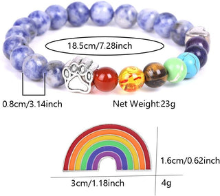 Bracelet Mémorial Pont de l'Arc-en-Ciel – Cadeau de 7 Perles de Chakra pour la Perte d'un Animal