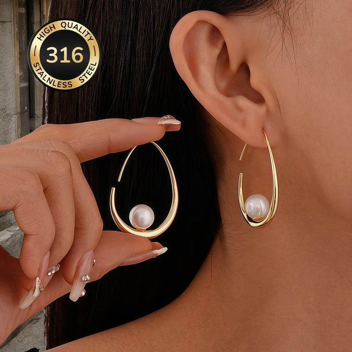Boucles d'oreilles créoles avec perles croissantes