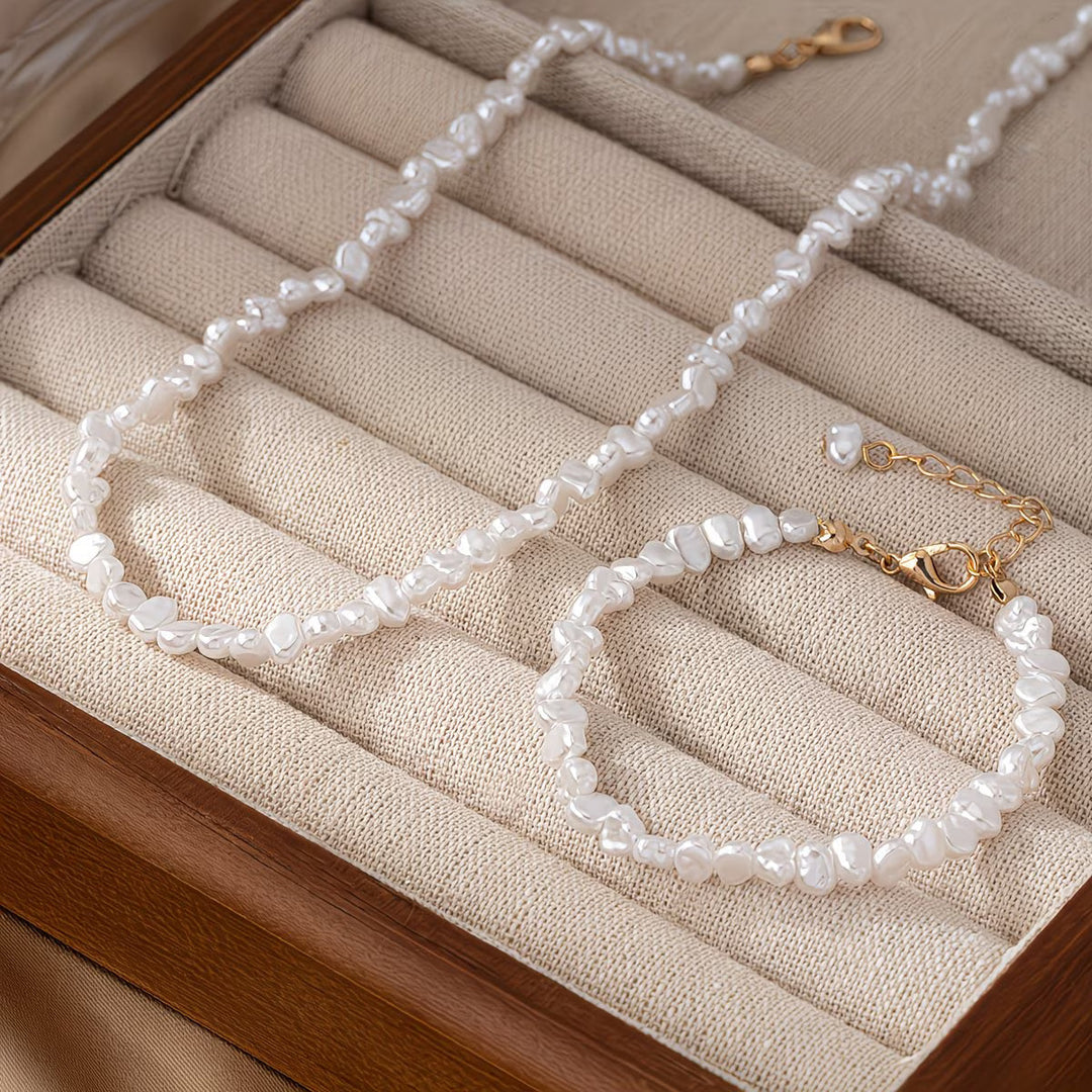 Ensemble de Collier et Bracelet en Perles Baroques
