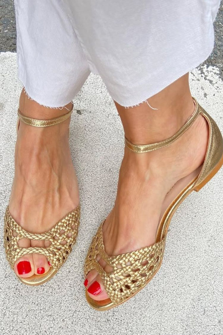 Isadora™ | Sandales Tressées Dorées