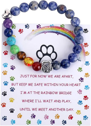 Bracelet Mémorial Pont de l'Arc-en-Ciel – Cadeau de 7 Perles de Chakra pour la Perte d'un Animal