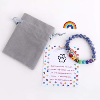 Bracelet Mémorial Pont de l'Arc-en-Ciel – Cadeau de 7 Perles de Chakra pour la Perte d'un Animal