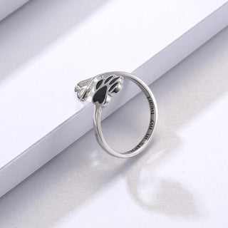 Bague Artisanale Patte & Cœur – Argent Sterling 925 Ajustable