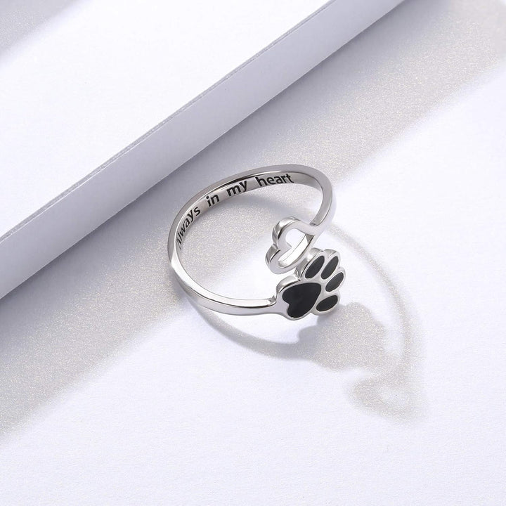 Bague Artisanale Patte & Cœur – Argent Sterling 925 Ajustable