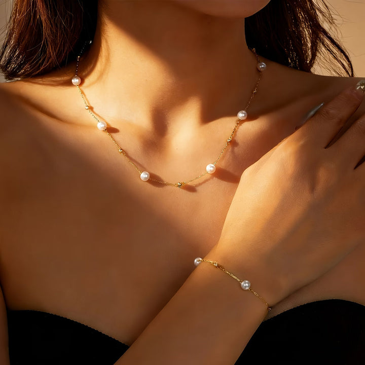 Set de Bijoux avec Chaîne de Perles Délicates