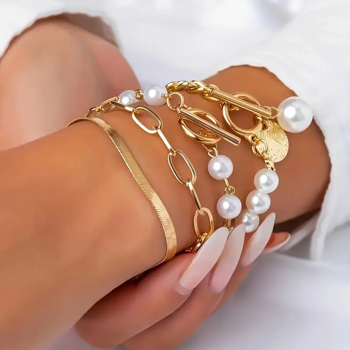 Ensemble de Bracelets en Perles Superposées de Luxe