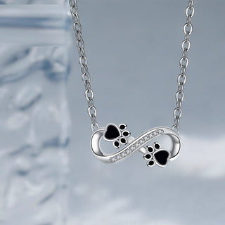 Collier Empreinte de Patte Infini avec Zirconia