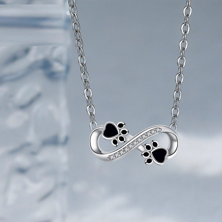 Collier Empreinte de Patte Infini avec Zirconia