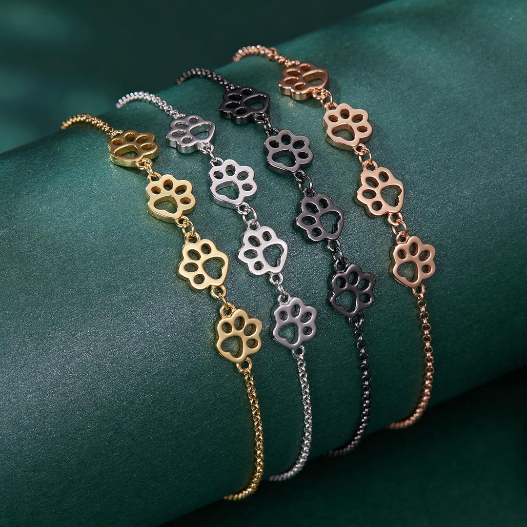 Bracelet en Argent Sterling avec Empreinte de Patte – Ajustement Ajustable
