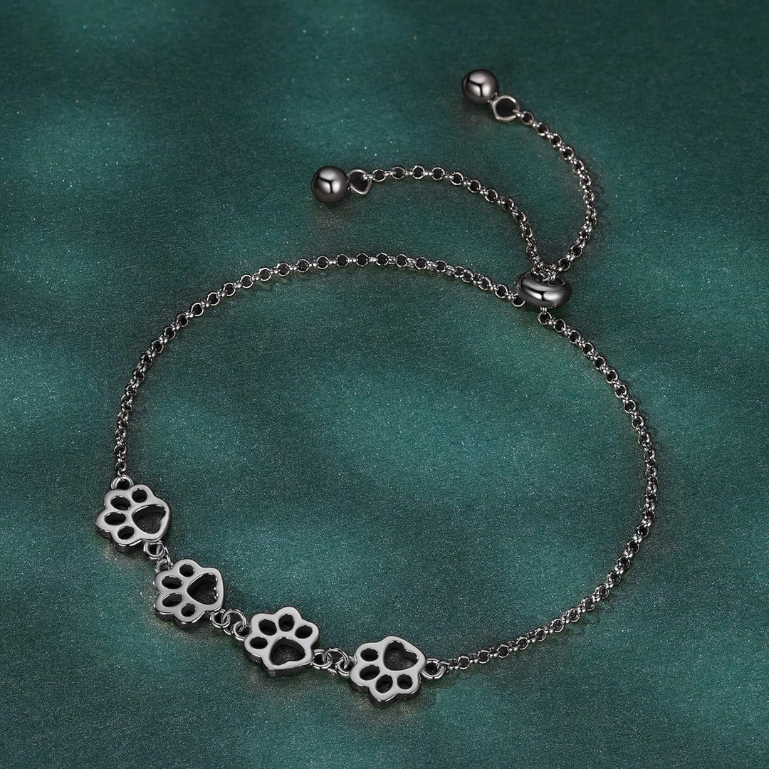 Bracelet en Argent Sterling avec Empreinte de Patte – Ajustement Ajustable