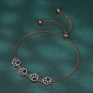 Bracelet en Argent Sterling avec Empreinte de Patte – Ajustement Ajustable