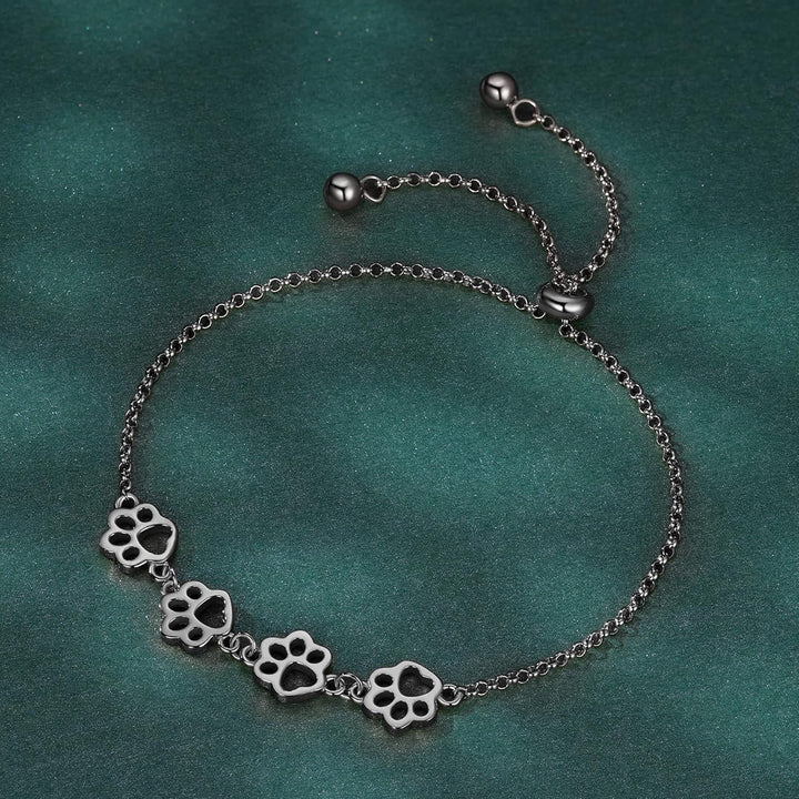 Bracelet en Argent Sterling avec Empreinte de Patte – Ajustement Ajustable