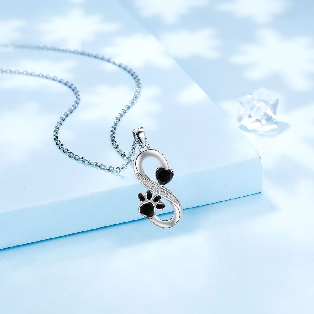 Collier Symbole Infini Cœurs Empreinte de Patte