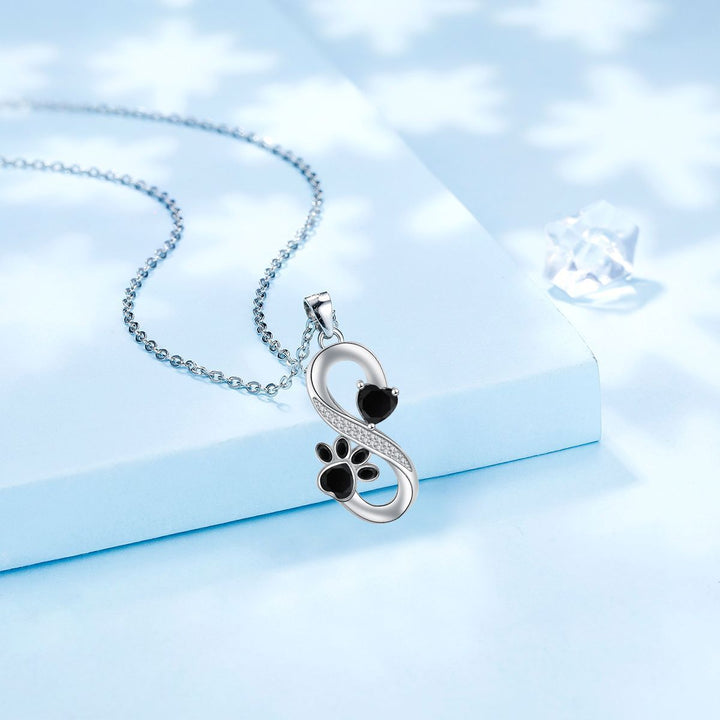 Collier Symbole Infini Cœurs Empreinte de Patte