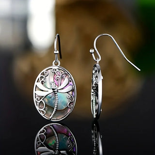 Boucles d'oreilles Libellule en Coquille d'Abalone – Symbole de Renouveau et de Grâce