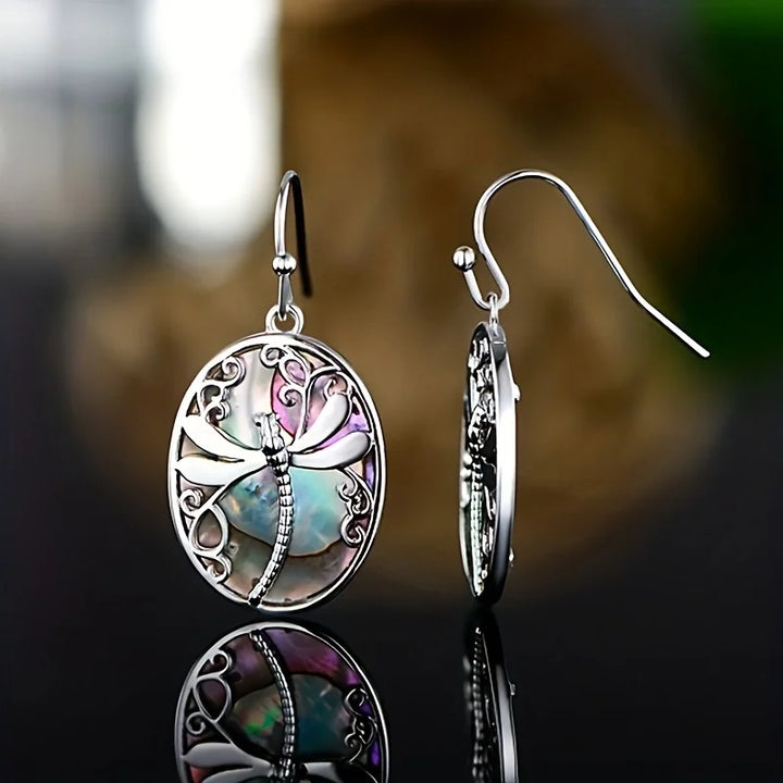 Boucles d'oreilles Libellule en Coquille d'Abalone – Symbole de Renouveau et de Grâce
