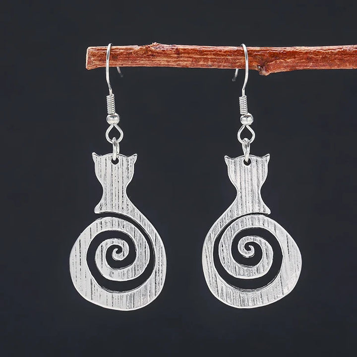 Boucles d'oreilles en spirale de chat vintage