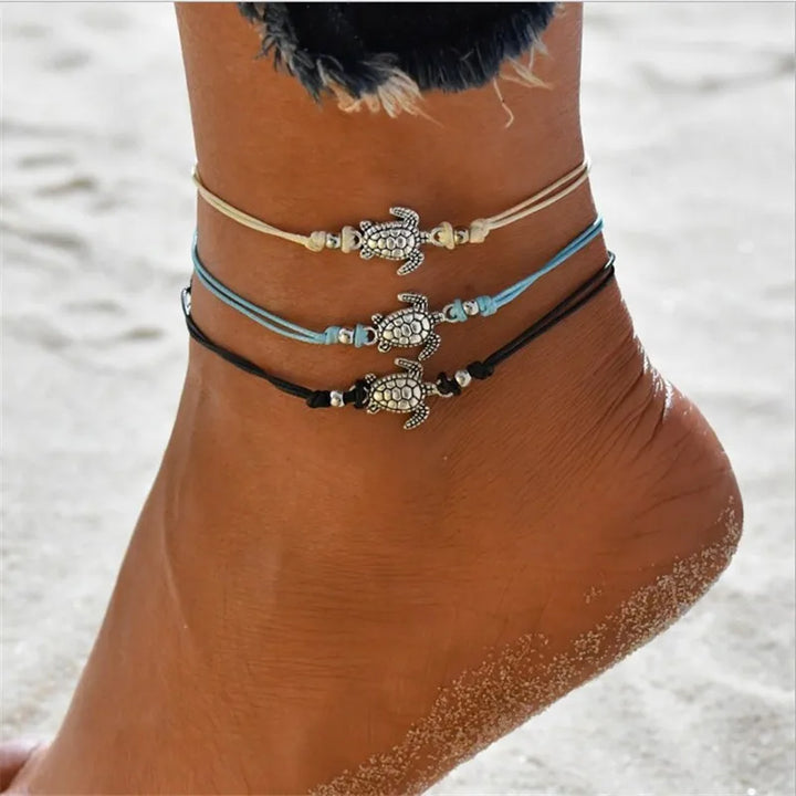 Bracelet Cheville en Cuir de Tortue de Mer