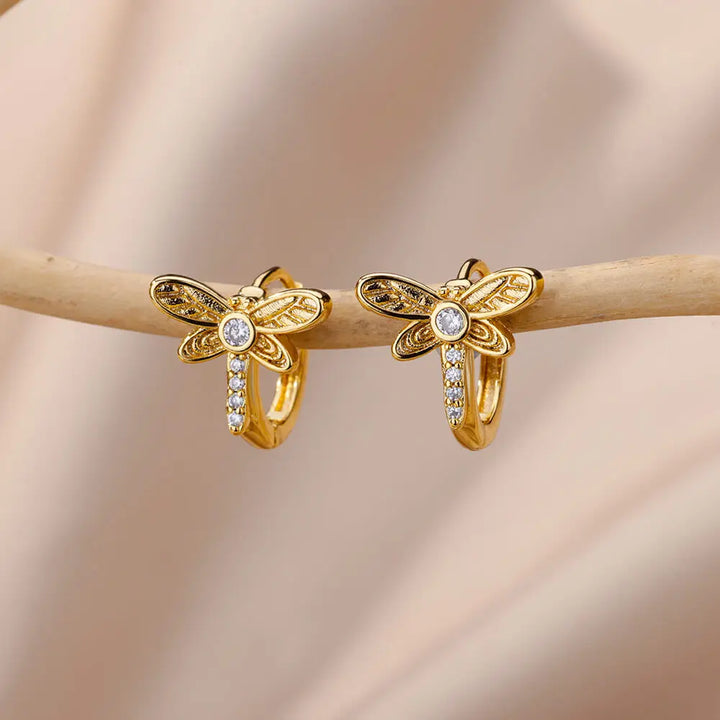 Boucles d'oreilles créoles animaux en cristal