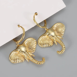 Boucles d'oreilles créoles avec pendentif éléphant