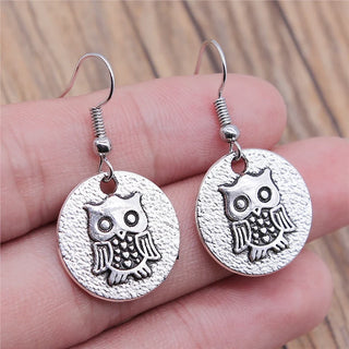 Boucles d'oreilles pendantes hibou vintage bohémien