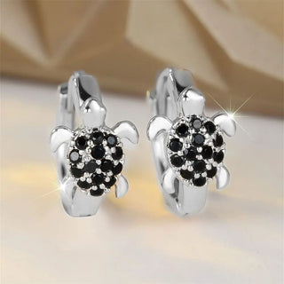 Boucles d'oreilles en forme de tortue de mer avec zircon scintillant