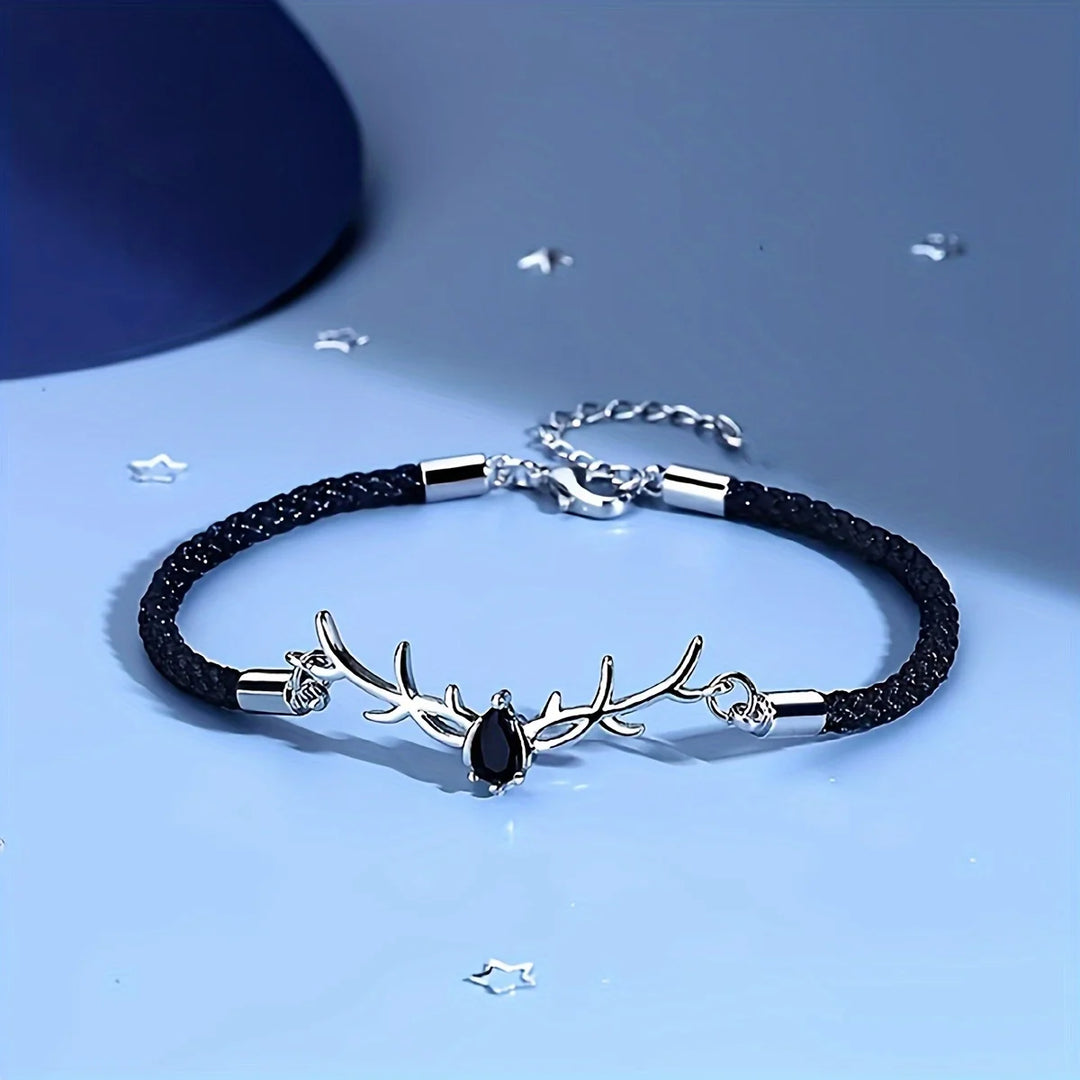 Bracelet Cœur en Bois de Cerf avec Zircon