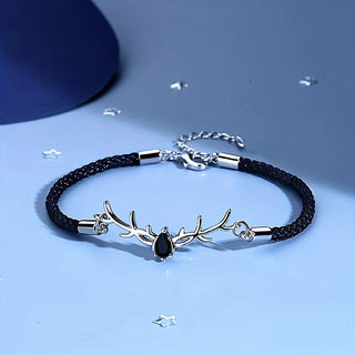 Bracelet Cœur en Bois de Cerf avec Zircon