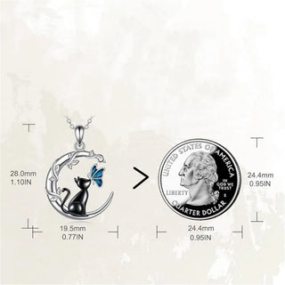 Pendentif en Cristal de Chat de Lune et Papillon