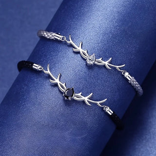 Bracelet Cœur en Bois de Cerf avec Zircon