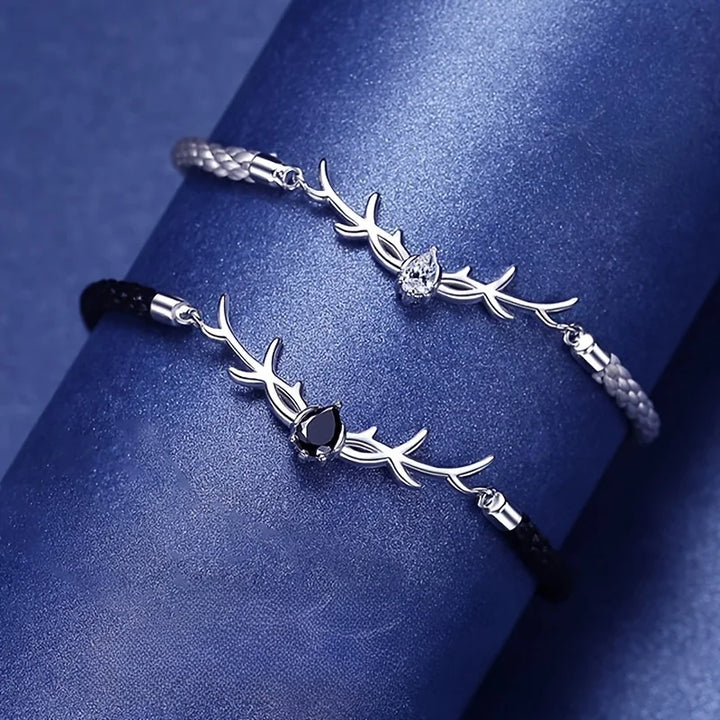 Bracelet Cœur en Bois de Cerf avec Zircon