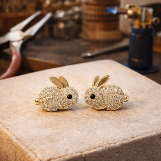Boucles d'oreilles en cristal de lapin mignon