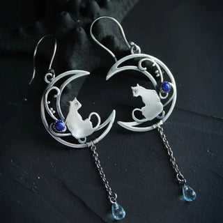 Boucles d'oreilles Boho en Zirconia Bleue en Argent Sterling