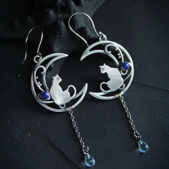 Boucles d'oreilles Boho en Zirconia Bleue en Argent Sterling