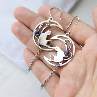 Boucles d'oreilles Boho en Zirconia Bleue en Argent Sterling